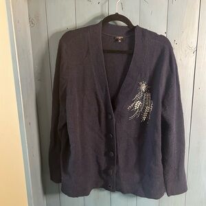 Talbots Navy Blue Cardigan with Silver Detail | Size 2x